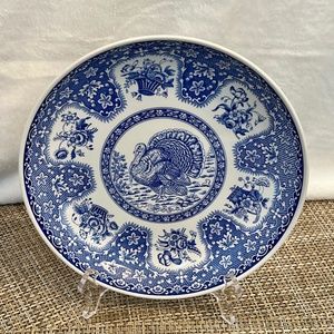 Spode Blue Festival Turkey and Flower Baskets 10.5" Plate Platter S3536